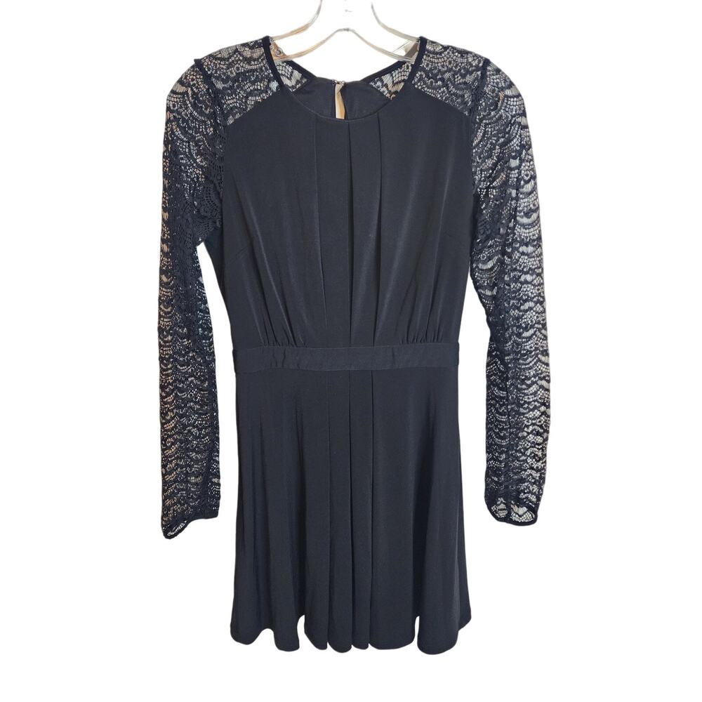 BCBGeneration Black Lace Sleeve Dress, Size 2